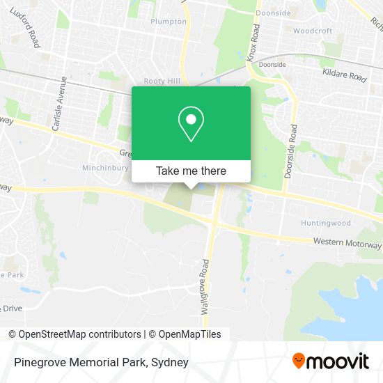 How to get to Pinegrove Memorial Park in Minchinbury by bus or train?