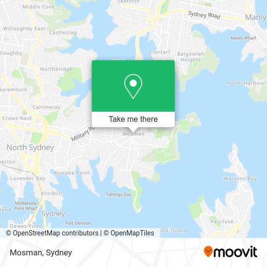 How to get to Mosman by bus, train, metro or light rail?