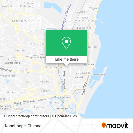 How to get to Kondithope in Fort Tondiarpet by bus, train or metro?