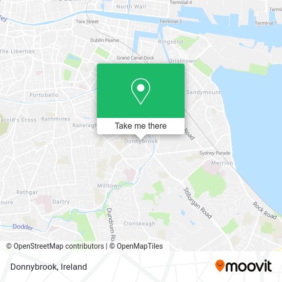 How to get to Donnybrook in Dublin by bus or train?