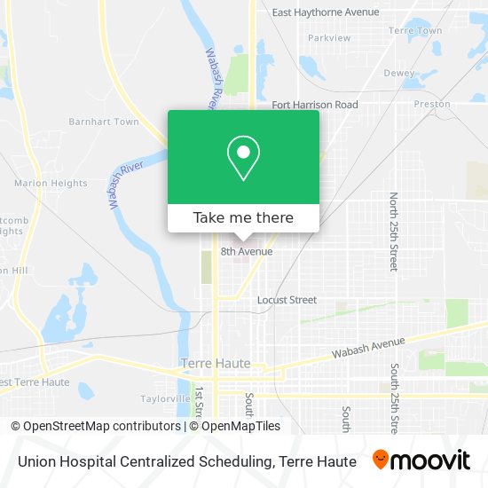 How to get to Union Hospital Centralized Scheduling in Terre Haute by bus?