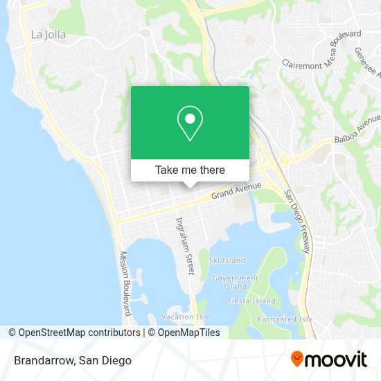 How to get to Brandarrow in San Diego by bus or cable car?