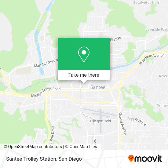 How to get to Santee Trolley Station by bus or cable car?