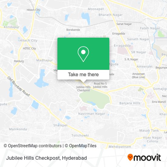 How to get to Jubilee Hills Checkpost in Hyderabad by bus or metro?
