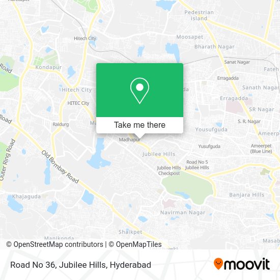 How to get to Road No 36, Jubilee Hills in Ranga Reddy by bus or train?