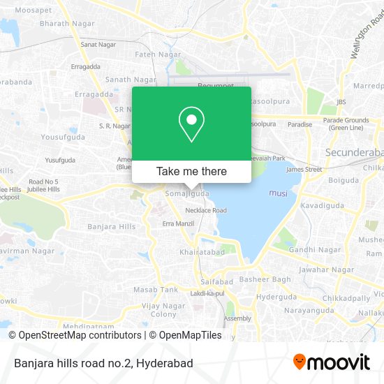 How to get to Banjara hills road no.2 in Hyderabad by bus or metro?