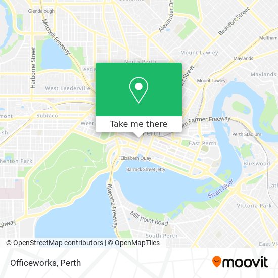 How to get to Officeworks in Perth by bus or train?