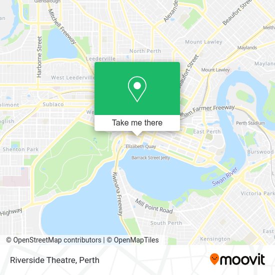 How to get to Riverside Theatre in Perth by bus or train?