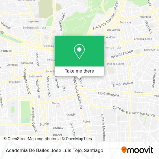 How to get to Academia De Bailes Jose Luis Tejo in Providencia by Micro