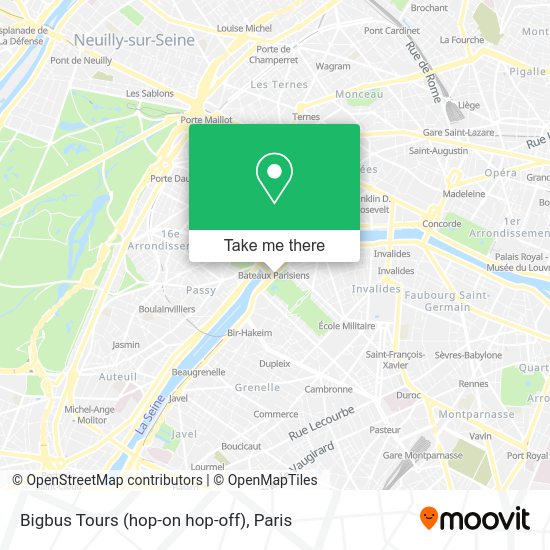 How to get to Bigbus Tours (hopon hopoff) in Paris by bus, metro, RER