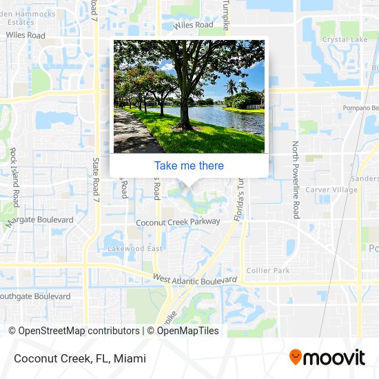 How to get to Coconut Creek, FL in Pompano Beach by bus or train?