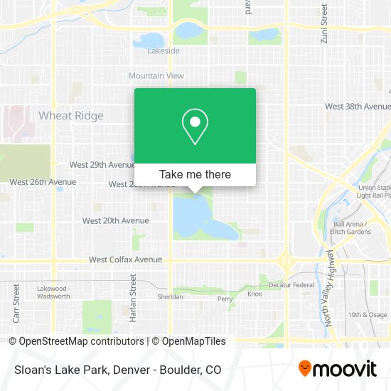How to get to Sloan's Lake Park in Denver by bus, light rail or train?