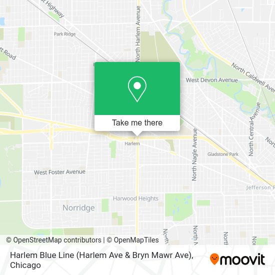 How to get to Harlem Blue Line (Harlem Ave & Bryn Mawr Ave) in Chicago