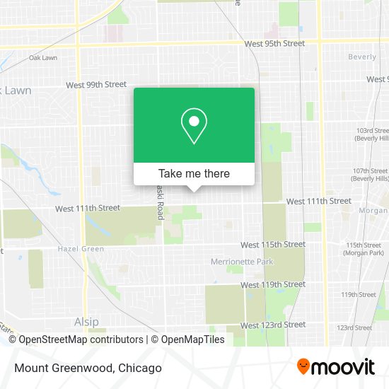 How to get to Mount Greenwood in Chicago by bus, train or Chicago 'L'?