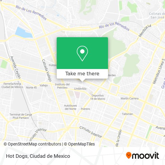 How to get to Hot Dogs in Gustavo A. Madero by bus or metro?