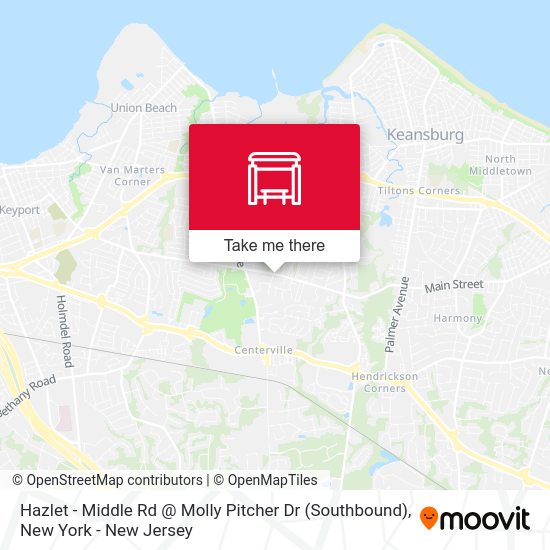Hazlet Middle Rd Molly Pitcher Dr (Southbound) stop Routes, Schedules, and Fares