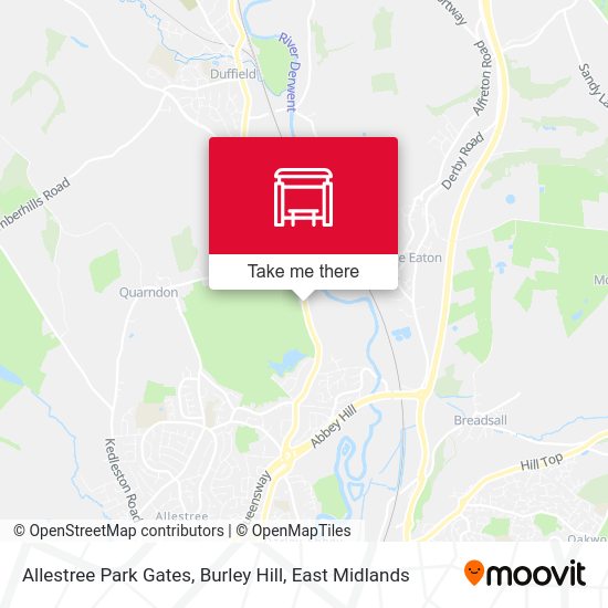 Allestree Park Gates, Burley Hill stop Routes, Schedules, and Fares