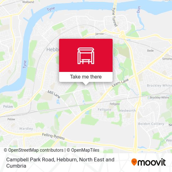 Campbell Park Road, Hebburn stop Routes, Schedules, and Fares