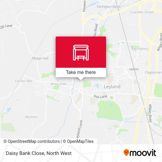How to get to Daisy Bank Close in Leyland by bus or train?
