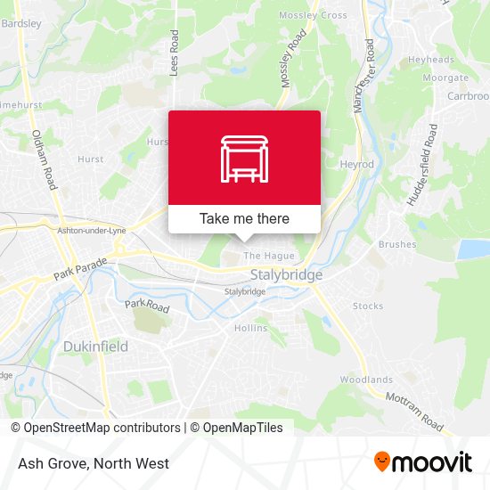 How to get to Ash Grove in Ashton Under Lyne by Bus, Train or Light rail?