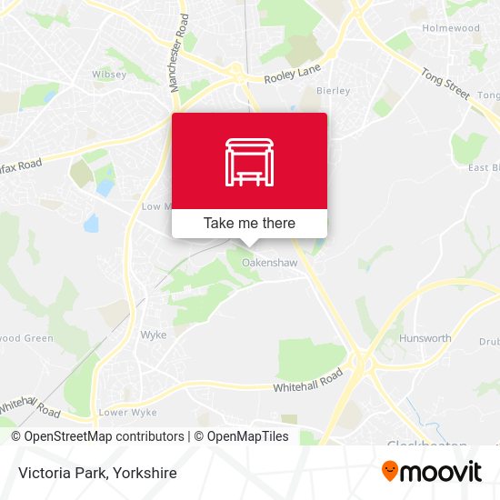 How to get to Cleckheaton Road Victoria Park in Bradford by Bus or Train?