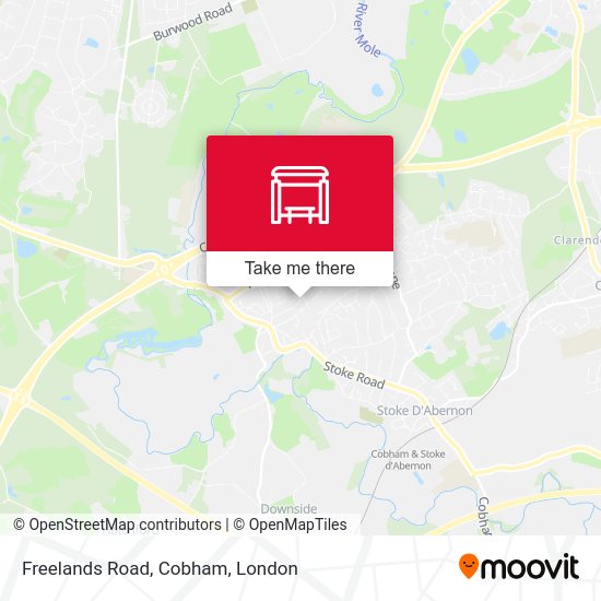 How to get to Freelands Road, Cobham in Cobham (Surrey) by Bus or Train?