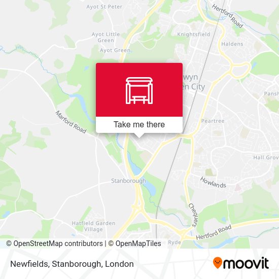 How to get to Newfields, Stanborough in London by Bus or Train?