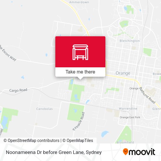 How to get to Noonameena Dr before Green Lane in Orange by Train or Bus?