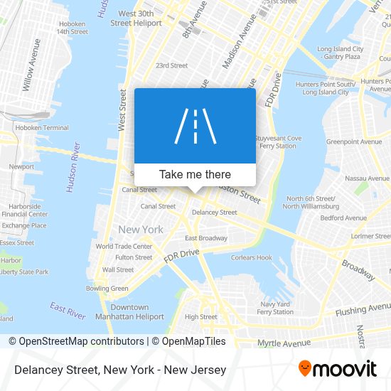 How to get to Delancey Street, Manhattan by subway, bus or train?