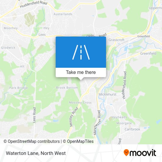 How to get to Waterton Lane in Mossley by Bus, Train or Light rail?