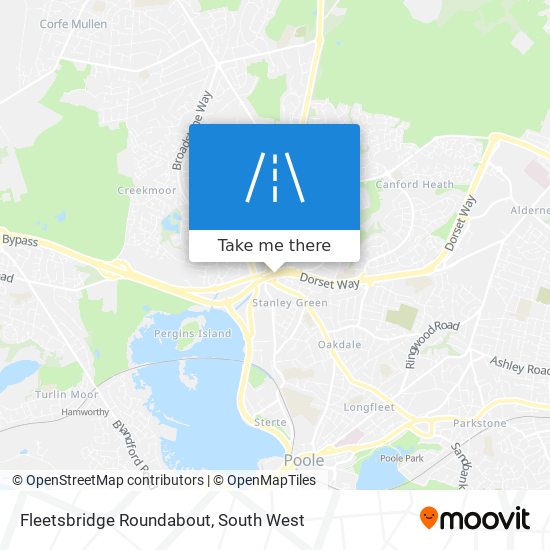 How to get to Fleetsbridge Roundabout, Poole by bus or train?