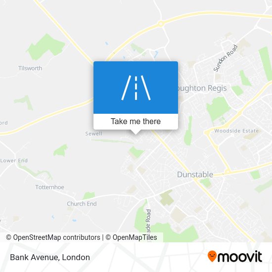 How to get to Bank Avenue, Dunstable by Bus or Train?