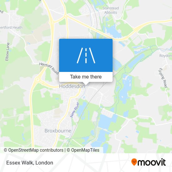 How to get to Essex Walk, Hoddesdon by bus or train?