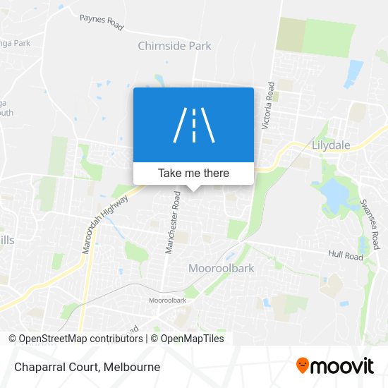 How to get to Chaparral Court, Mooroolbark by bus, train or tram?