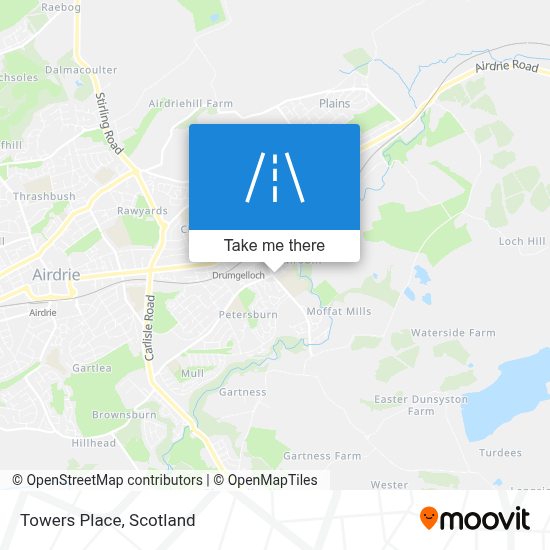 How to get to Towers Place, Airdrie by bus or train?