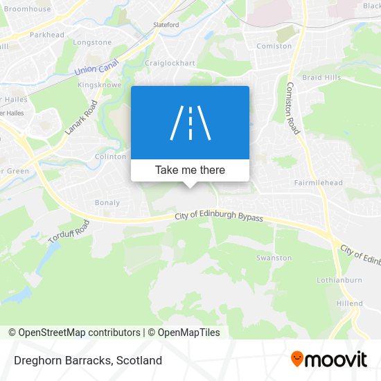 How to get to Dreghorn Barracks, Edinburgh by bus or train?