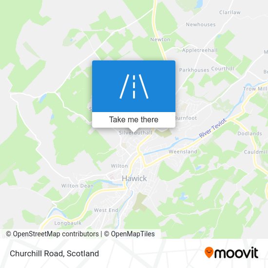 How to get to Churchill Road in Hawick by Bus or Train?