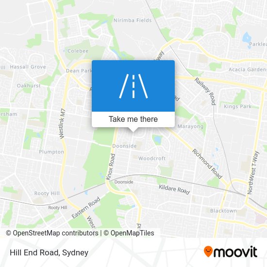 How to get to Hill End Road in Doonside by Bus or Train?