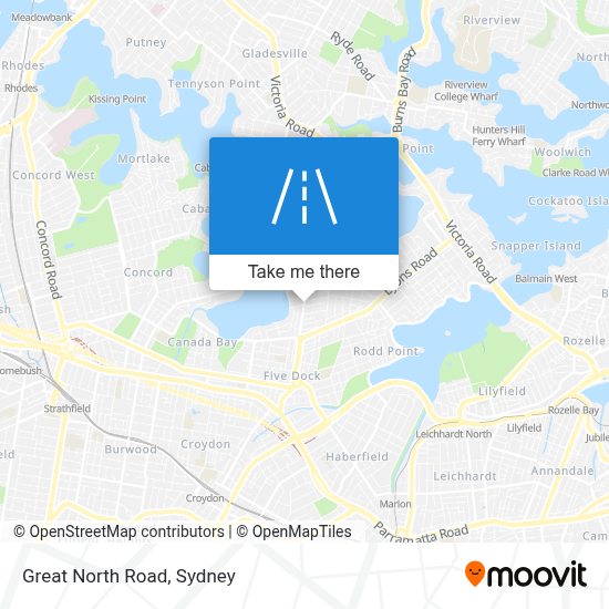 How to get to Great North Road, Five Dock by bus, train or metro?