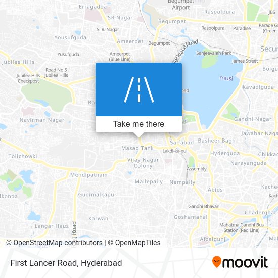 How to get to First Lancer Road, Hyderabad by bus or train?