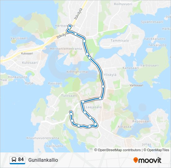 Bus 84 Route Map 84 Route: Schedules, Stops & Maps - Gunillankallio (Updated)
