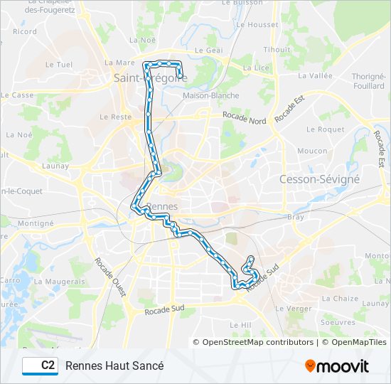Pain Points c2 Itinéraire Horaires, Arrêts & Plan Rennes Haut Sancé (mis à jour)