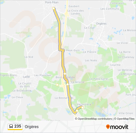 Bus 235 Route Map 235 Route: Schedules, Stops & Maps - Orgères (Updated)