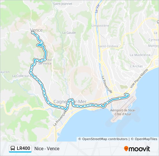 lr400 Itinéraire Horaires, Arrêts & Plan Nice Vence (mis à jour)