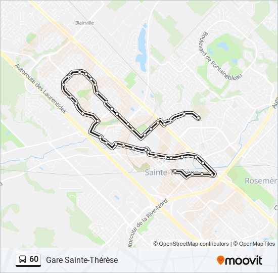 60 Itinéraire Horaires, Arrêts & Plan Gare SainteThérèse (mis à jour)