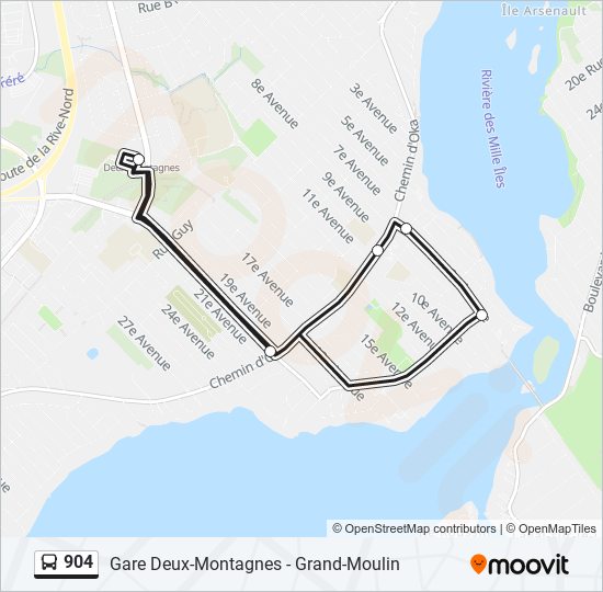 904 Route Schedules, Stops & Maps Gare DeuxMontagnes GrandMoulin