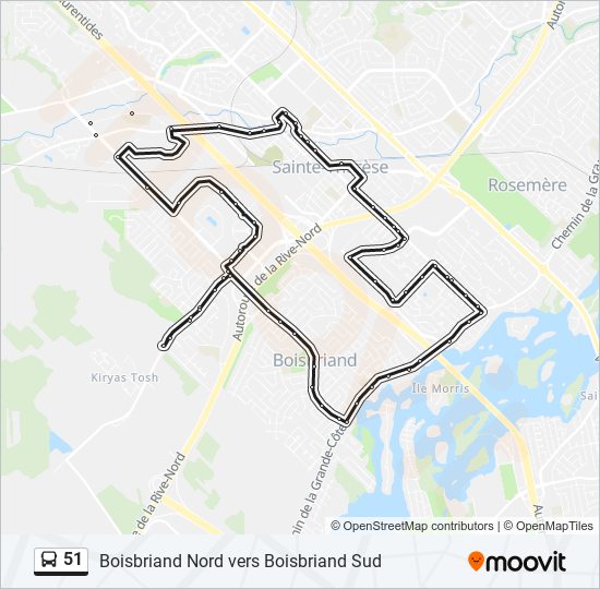 51 Itinéraire Horaires, Arrêts & Plan Boisbriand / Gare Sainte