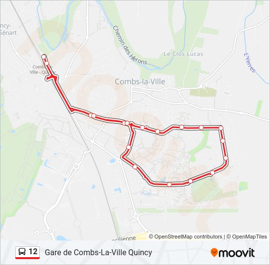 12 Itinéraire Horaires, Arrêts & Plan Gare de CombsLaVille Quincy