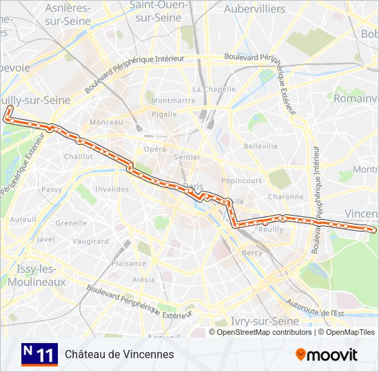 N11 Itinéraire Horaires, Arrêts & Plan Château de Vincennes
