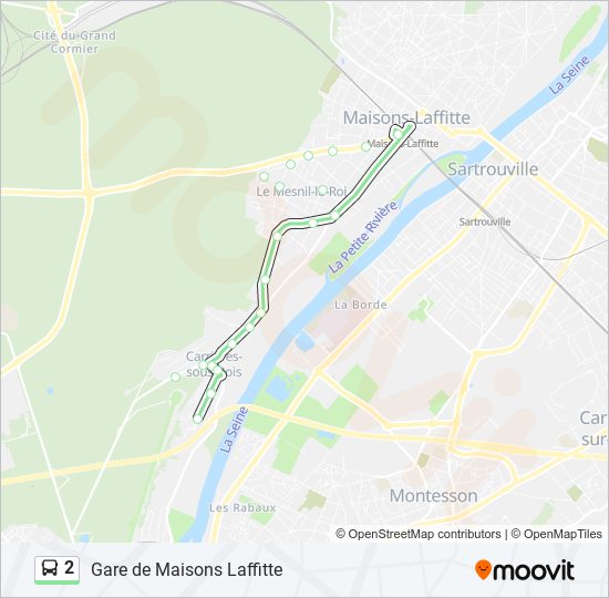2 Itinéraire Horaires, Arrêts & Plan Gare de Maisons Laffitte (mis à